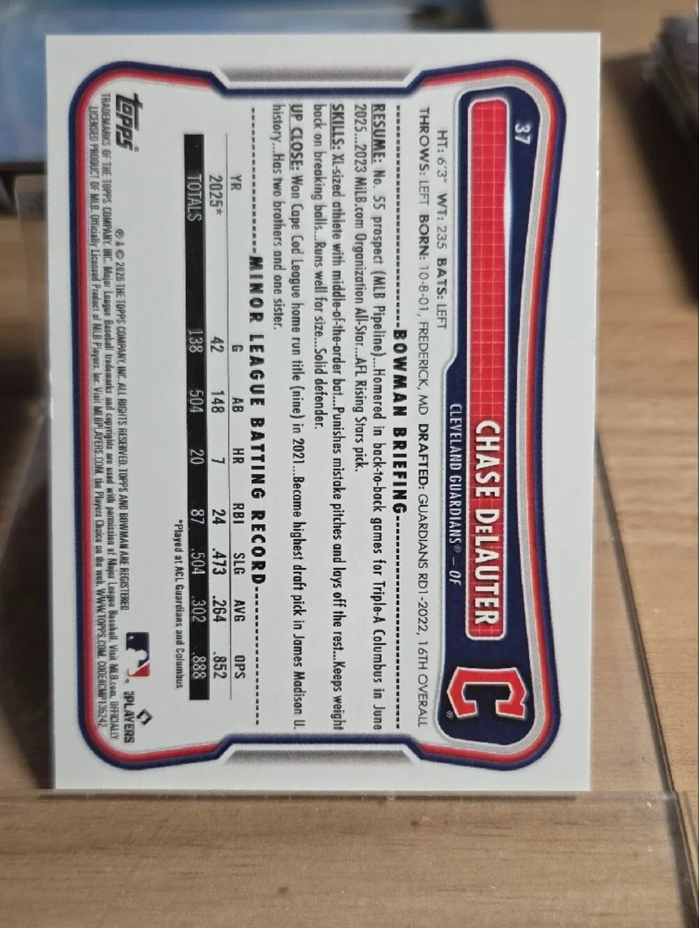 Bowman 2026 Chase DeLauter Cleveland Guardians